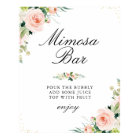 Pink blush floral bridal shower mImosa bar sign