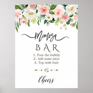 Pink Blush Floral Bridal Shower Mimosa Bar Sign