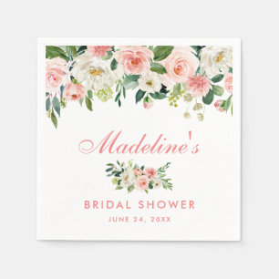 Pink Blush Floral Bridal Shower Napkin