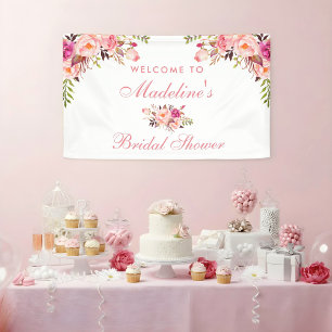 Pink Blush Floral Bridal Shower Welcome Banner