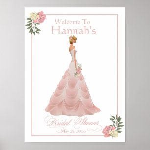 Pink Blush Floral Bridal Shower Welcome Poster
