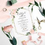 Pink Blush Floral Budget Casual Wedding Invitation<br><div class="desc">Elegant floral,  geometric affordable wedding 4.5”x5.6” invitations. PLEASE NOTE: The envelopes are NOT INCLUDE; matching A7 envelopes are available to be purchase separately.</div>