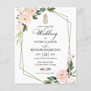 Pink Blush Floral Budget Wedding Invitation