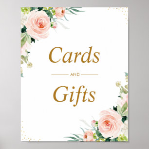 Pink blush floral Cards & Gifts sign