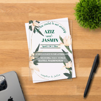 Pink blush floral Circle Acrylic Invitations