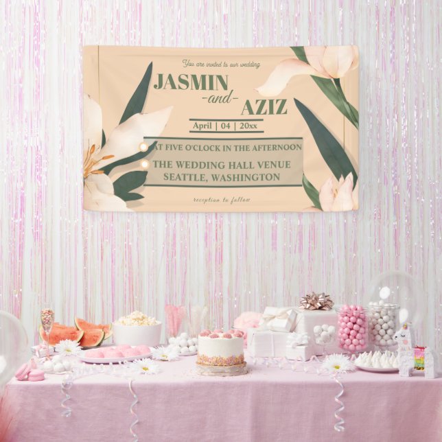 Pink blush floral Circle Banner (Party)