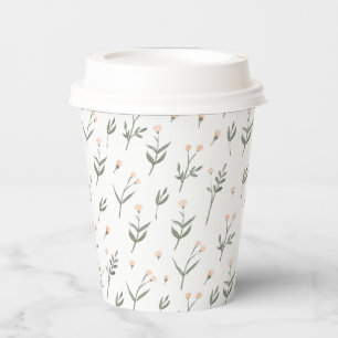 Pink Blush Floral Delicate Wildflowers Cottage Paper Cups