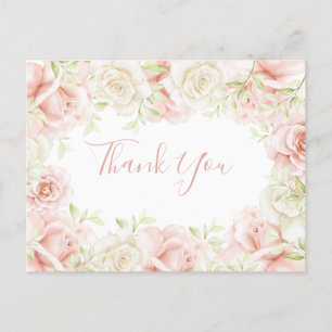 Pink Blush Floral Elegant Wedding Thank You  Postcard