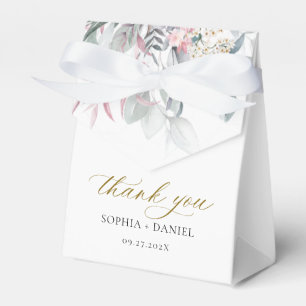 Pink Blush Floral Eucalyptus Botanical Wedding Favour Box