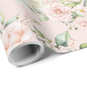 Pink Blush Floral Eucalyptus  Wrapping Paper