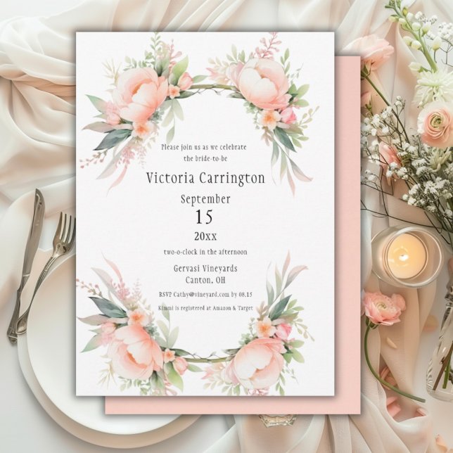 Pink Blush Floral Frame Bridal Shower Invitation (Creator Uploaded)