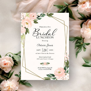 Pink Blush Floral Geometric Bridal Luncheon Invitation