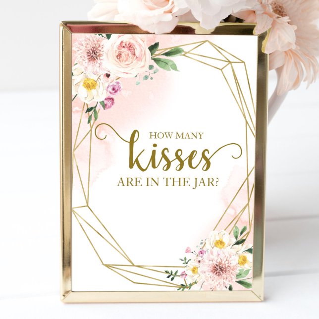 Pink Blush Floral Geometric How Many Kisses Sign (Creator Uploaded)