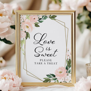Pink Blush Floral Geometric Love Is Sweet Sign
