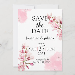 pink blush floral geometric save the date card