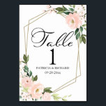 Pink Blush Floral Geometric Wedding  Table Number<br><div class="desc">Pink Blush Floral Geometric Wedding Table Number</div>