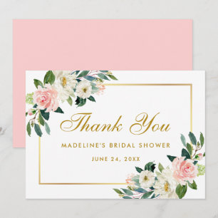 Pink Blush Floral Gold Bridal Shower Thanks P Invitation