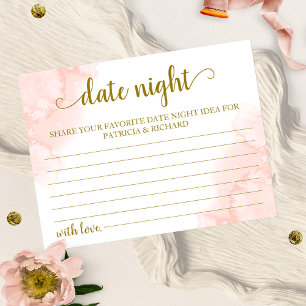 Pink Blush Floral Gold Geometric Date Night Idea Postcard