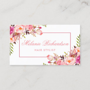 Pink Blush Floral Hair Stylist Appointment Card