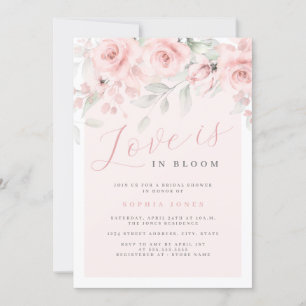 Pink Blush Floral Love is in Bloom Bridal Shower  Invitation