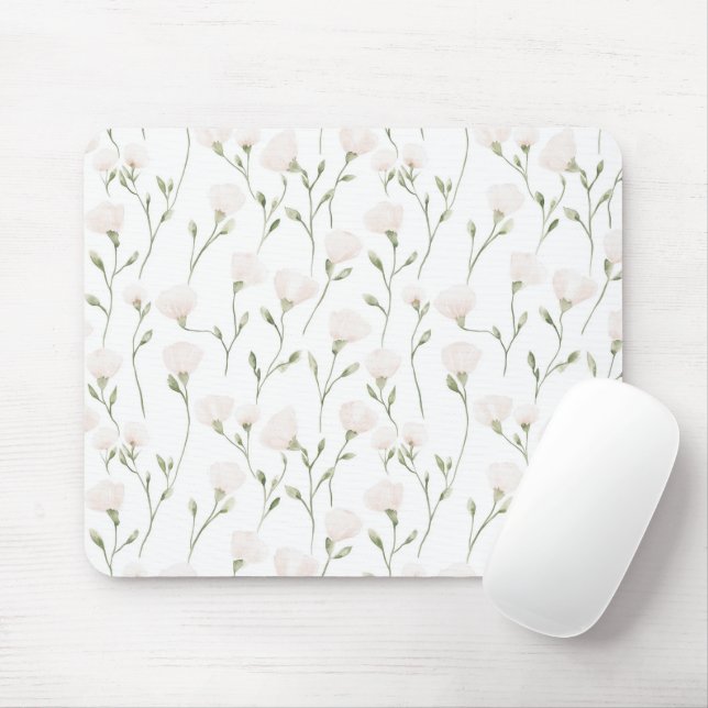 Pink blush floral mouse mat (With Mouse)