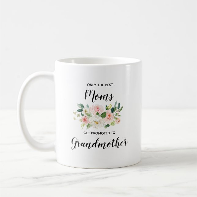 Pink Blush Floral Personalised Grandmother  Coffee Mug (Left)