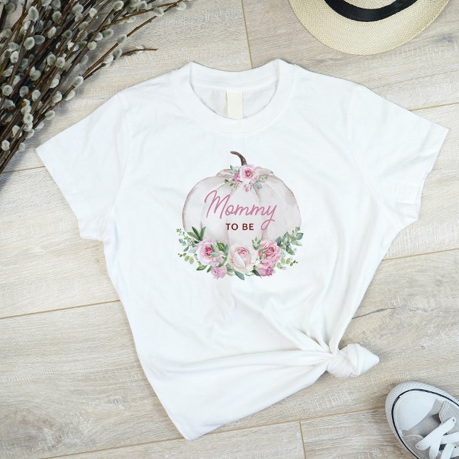 Pink Blush Floral Pumpkin Mummy To Be T-Shirt (Creator Uploaded)
