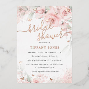 Pink Blush Floral Rose Gold Bridal Shower