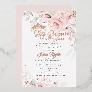 Pink Blush Floral Rose Gold Mis Quince Quinceanera
