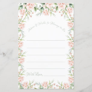 Pink Blush Floral Sage Baby Shower Wishes Game
