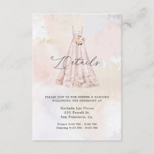 Pink Blush Floral Sweet 16 Details Enclosure Card