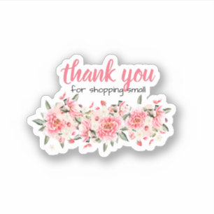 Pink Blush Floral Thank You Classic Round Sticker