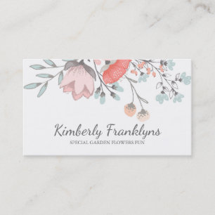 Pink Blush Floral Vintage Whimsical Garden Business Card