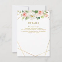 pink blush floral wedding details card