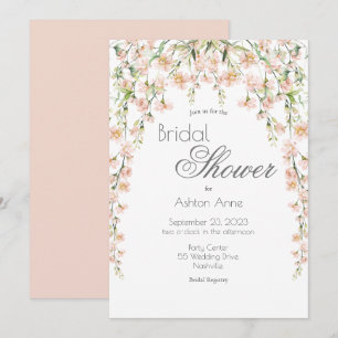 Pink Blush Floral Wildflowers Bridal Shower Invitation