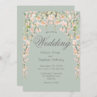 Pink Blush Floral Wildflowers Chic Elegant Wedding