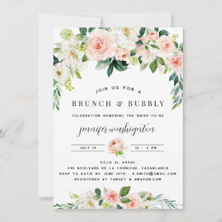 Pink Blush Florals Boho Bridal Shower Invitation