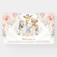 Pink Blush Flower Jungle Safari Baby Girl Welcome