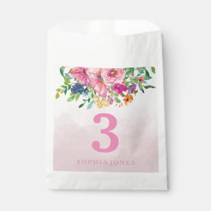 Pink Blush Flowers Girls Childrens Birthday Party Favour Bags