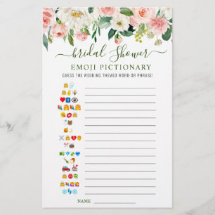 Pink Blush Flowers Greenery Bridal Shower Game