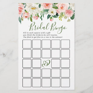 Pink Blush Flowers Greenery Bridal Shower Game