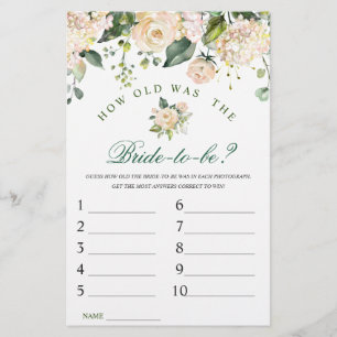 Pink Blush Flowers Greenery Bridal Shower Game