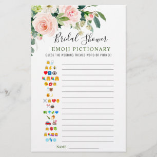 Pink Blush Flowers Greenery Bridal Shower Game