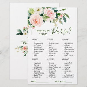 Pink Blush Flowers Greenery Bridal Shower Game