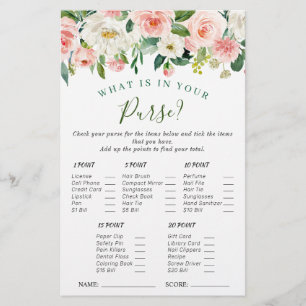 Pink Blush Flowers Greenery Bridal Shower Game