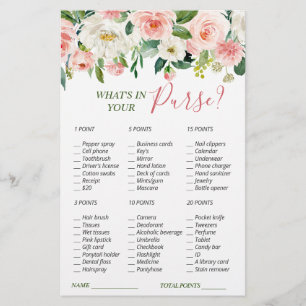 Pink Blush Flowers Greenery Bridal Shower Game