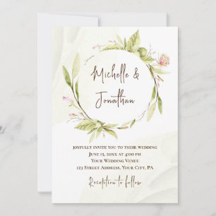 Pink Blush Flowers Greenery Christian Wedding Invitation