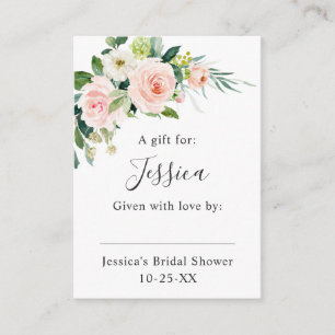 Pink Blush Flowers Greenery Display Shower Enclosure Card