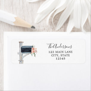 Pink Blush Flowers in Mailbox Label
