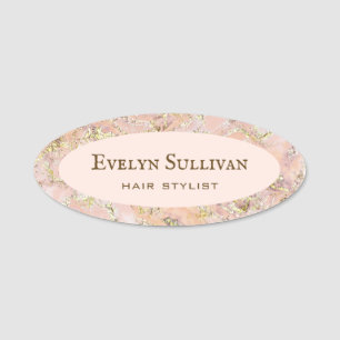 Pink Blush Fluid Marble Name Tag